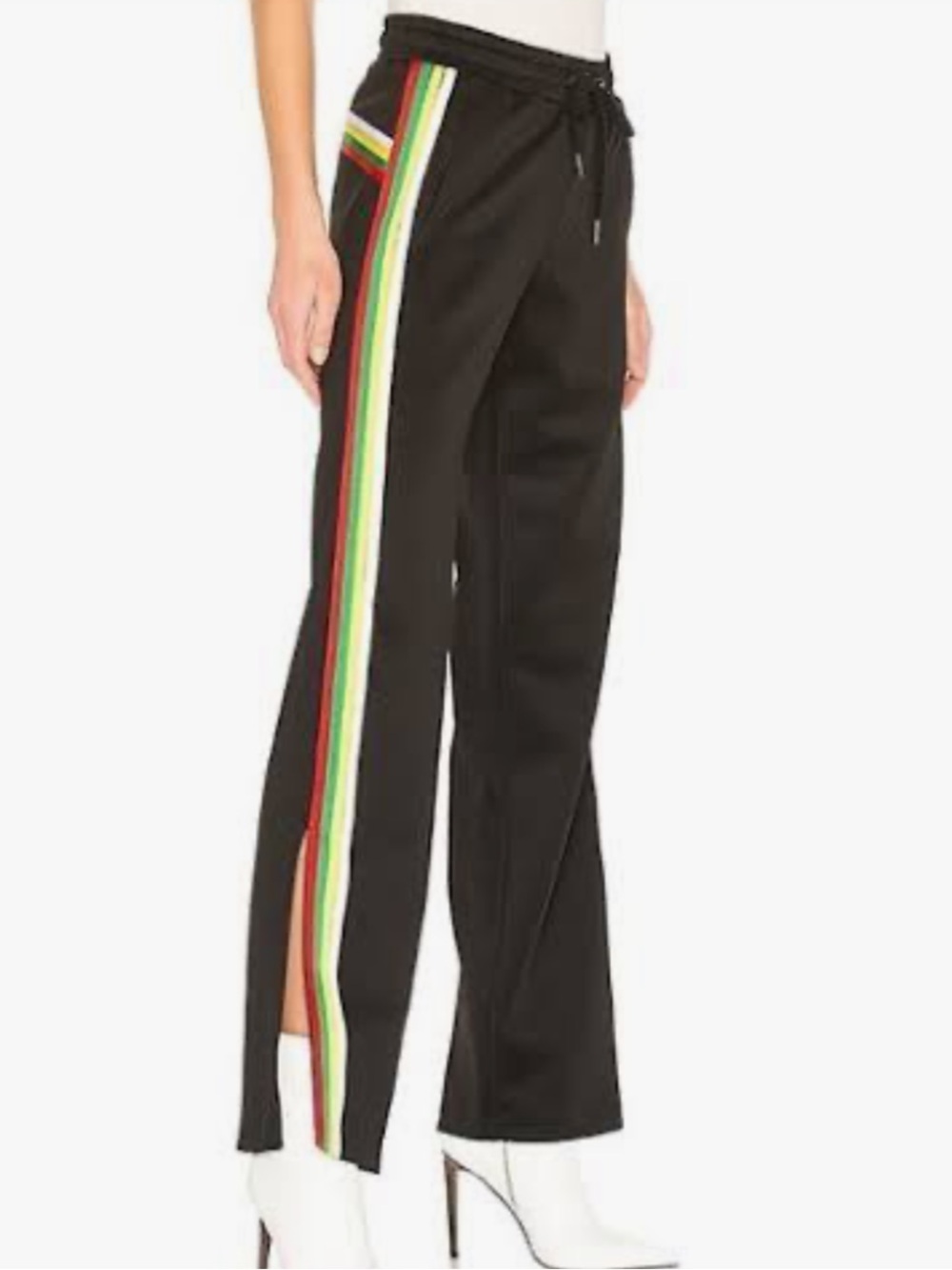 Pam & Gela high waist trouser black with rainbow sports stripe size M